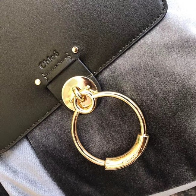 CHLOE Tess leather and suede cross-body bag 3S152 Blackish green