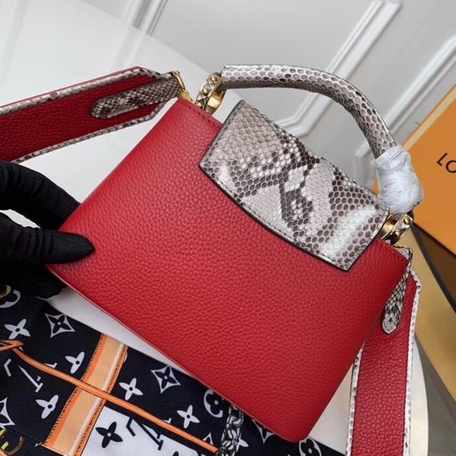 Louis vuitton original taurillon leather Capucines Mini N95509 red