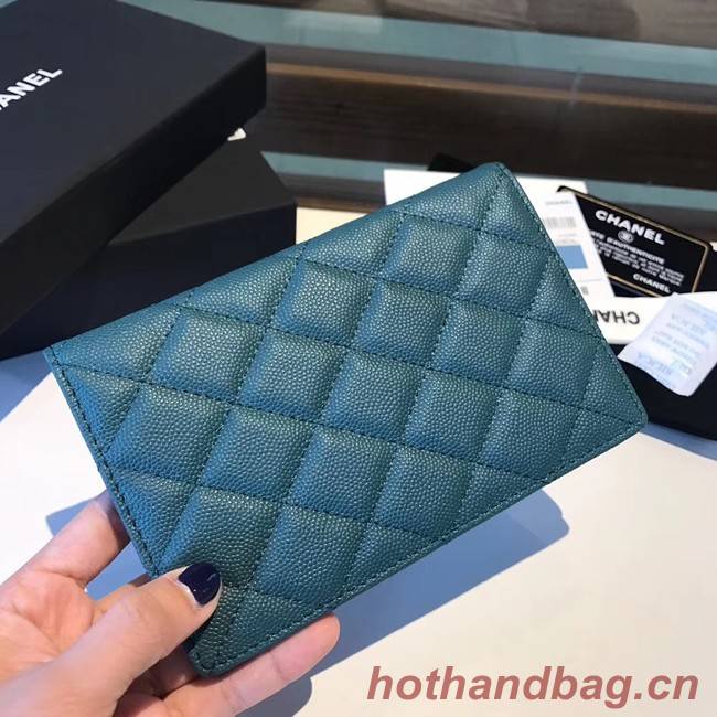 Chanel Calfskin Leather & Gold-Tone Metal Wallet A80385 Blue