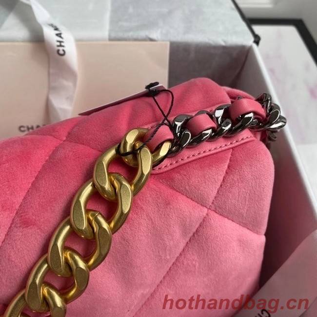 Chanel 19 flap bag velvet AS1161 pink