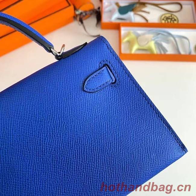 Hermes Kelly 19cm Shoulder Bags Epsom Leather KL19 Silver hardware Electro optic blue