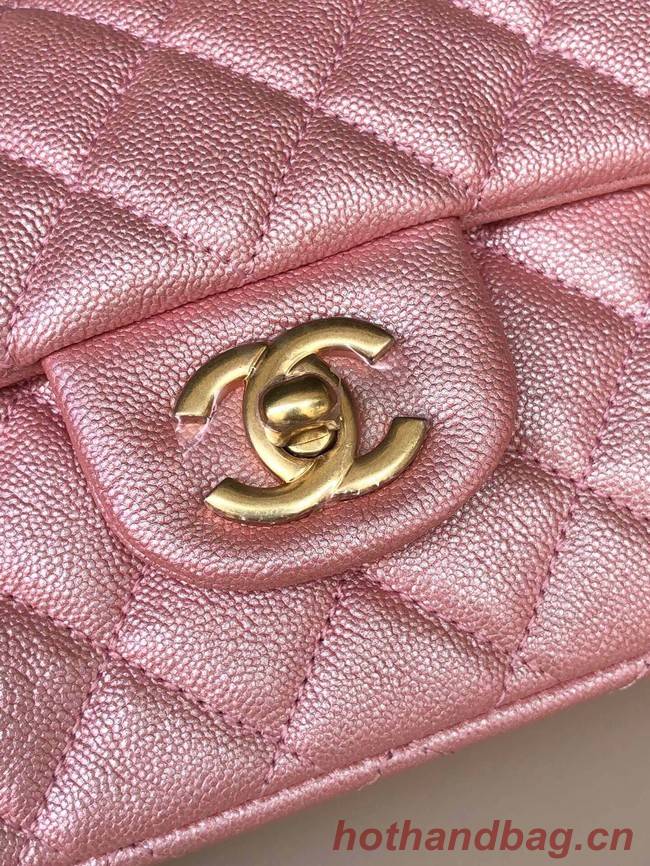 CHANEL mini flap bag with top handle AS2431 rose
