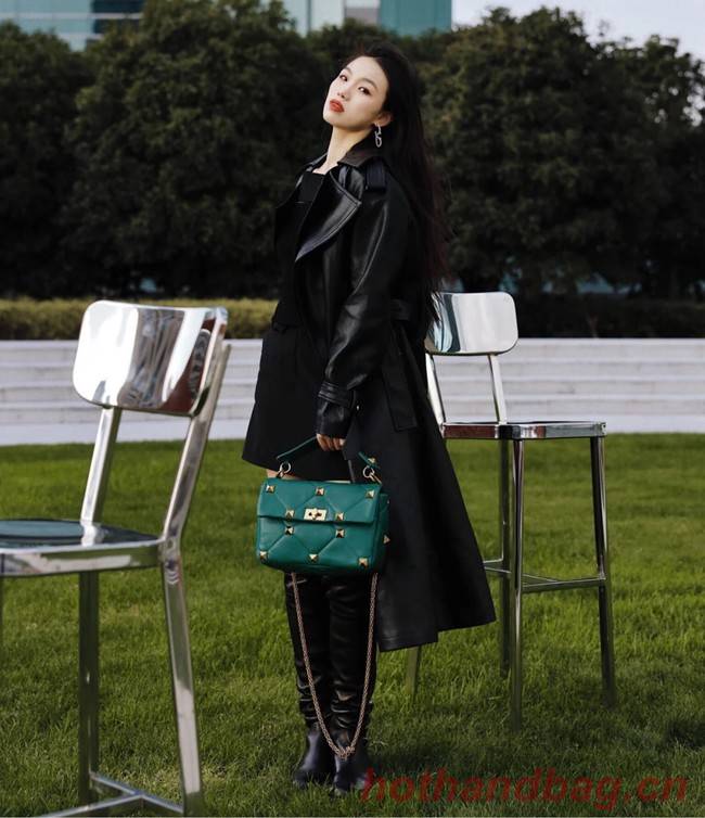 VALENTINO GARAVANI Roman Stud Napa sheepskin leather 1189S green