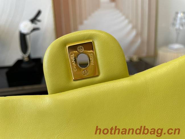 Chanel Classic Flap Bag Original Sheepskin Leather A1116 lemon&Gold-Tone Metal
