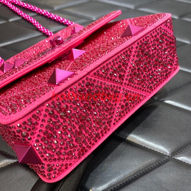 VALENTINO GARAVANI small Roman Stud soft sheep leather chain shoulder bag 2288 rose
