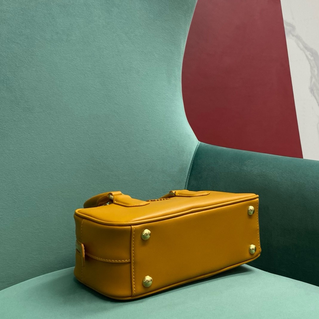 MIU MIU Original Leather Top Handle Bag 5BB147 YELLOW