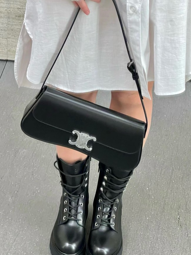 Celine MEDIUM CELINE LOLA BAG IN SHINY CALFSKIN 115533 BLACK