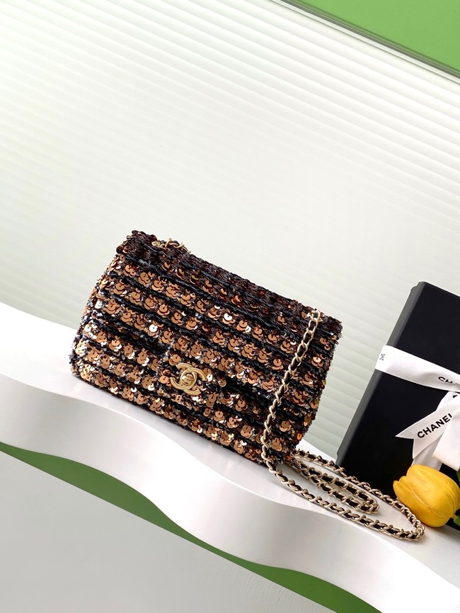 Chanel FLAP BAG Sequins & Gold-Tone Metal AS4561 Gold
