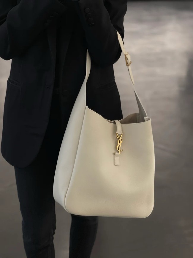 SAINT LAURENT LE 5 A 7 SUPPLE LARGE IN GRAINED LEATHER 753837 BLANC VINTAGE