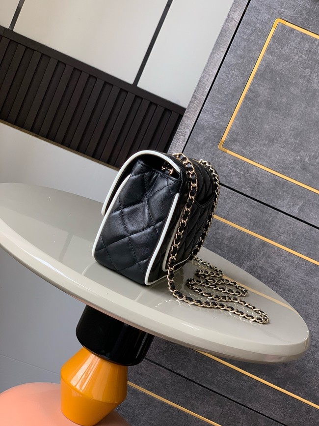 CHANEL MINI FLAP BAG Lambskin AS5151 Black & White