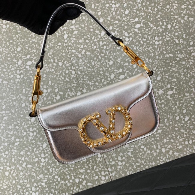 VALENTINO LOCO Small handbag in laminated calfskin WB0K53 Silver
