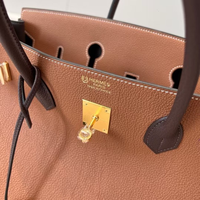 Hermes Birkin Tote Bag Original Togo Leather 6636 camel&coffce