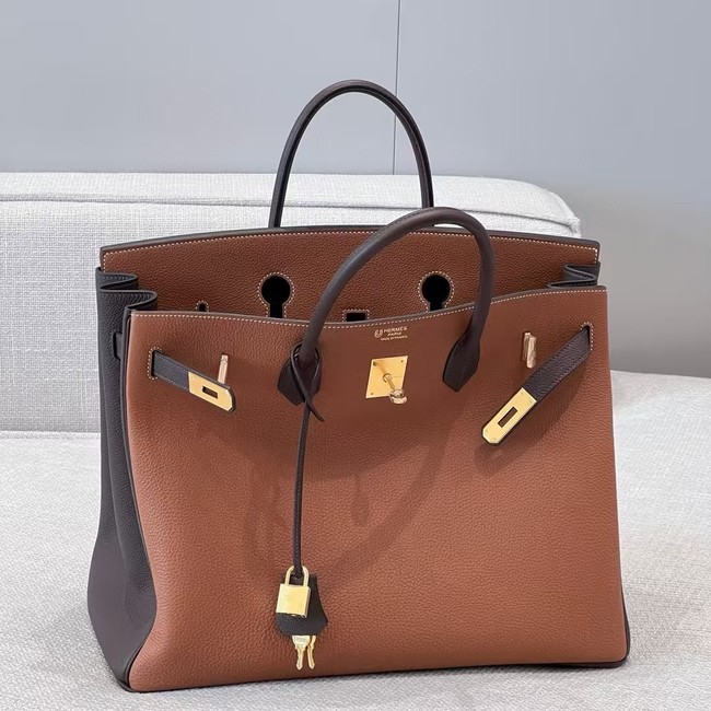 Hermes Birkin Tote Bag Original Togo Leather 6636 camel&coffce