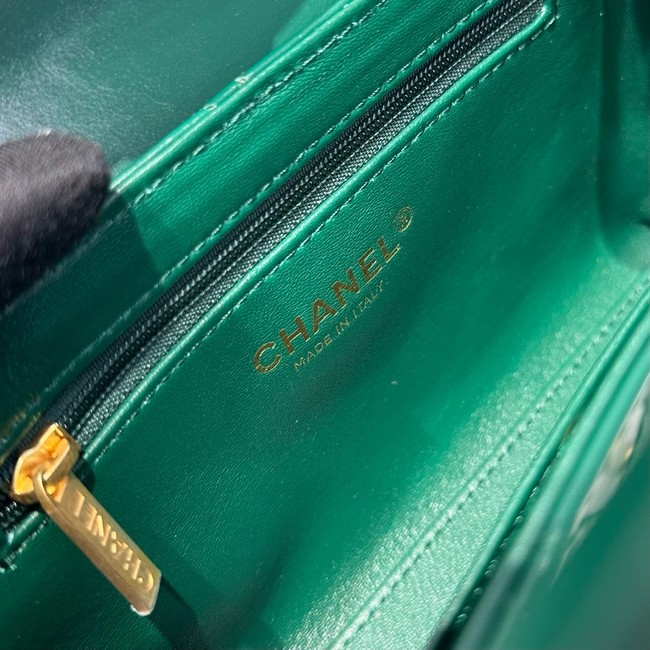 Chanel 23k Vintage Kelly Original Leather Top Handle Bag AS4416 dark green