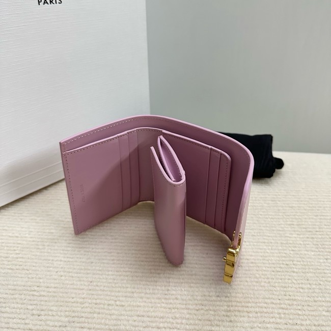 Celine SMALL FLAP WALLET TRIOMPHE IN SHINY CALFSKIN 10D783 Purple