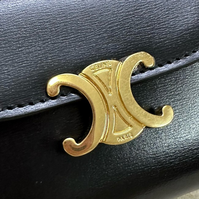 Celine SMALL FLAP WALLET TRIOMPHE IN SHINY CALFSKIN 10D783 black&gold