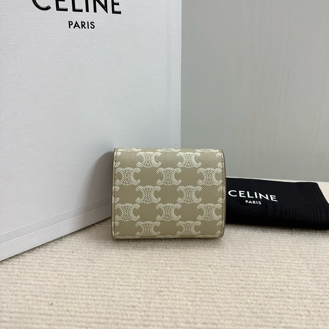 Celine SMALL FLAP WALLET TRIOMPHE IN TRIOMPHE CANVAS 10D783 Off-white