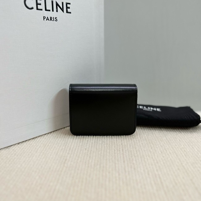 Celine TRIOMPHE COMPACT WALLET IN SHINY CALFSKIN 10K623 black&gold