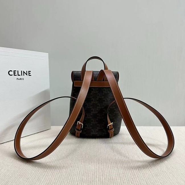 Celine BACKPACK CELINE BONNIE IN TRIOMPHE CANVAS AND LAMBSKIN 118703 TAN