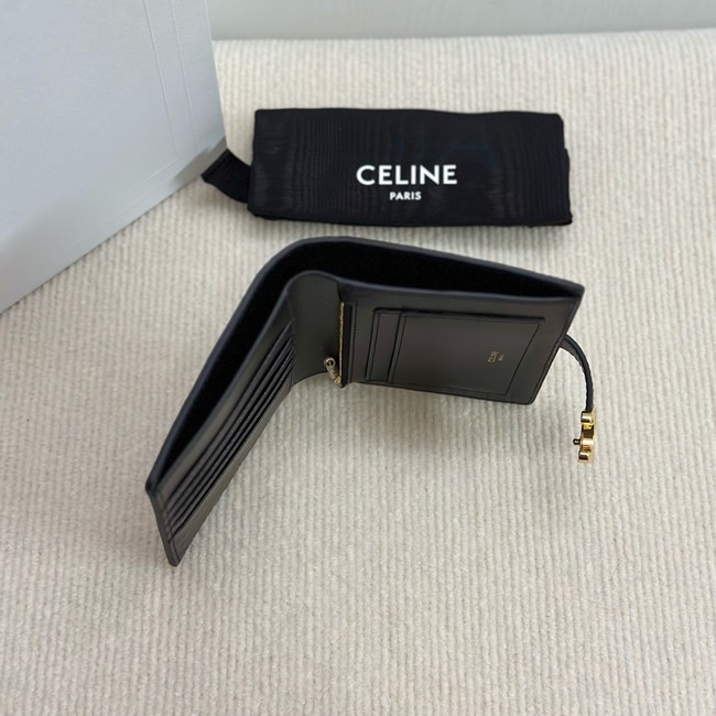 Celine FINE STRAP WALLET NINO IN SUPPLE GRAINED CALFSKIN 10M962 black