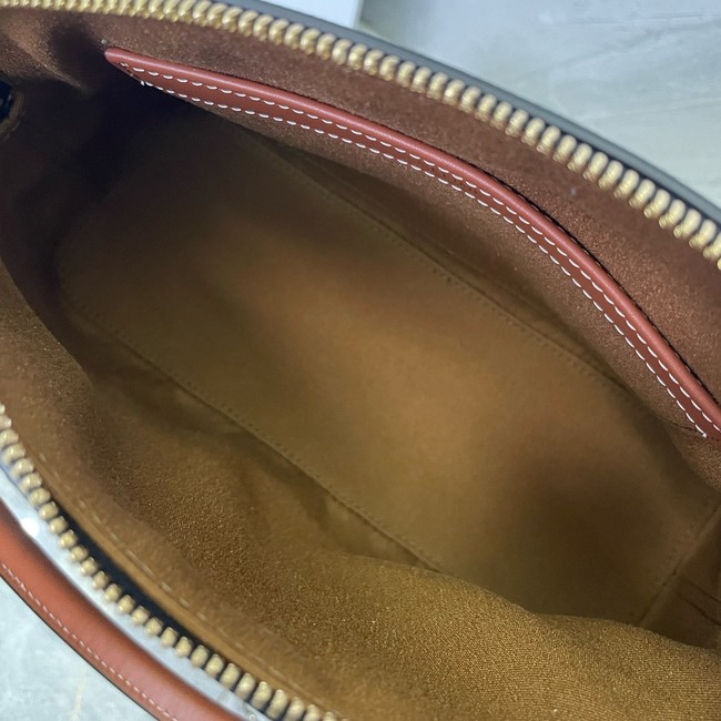 Celine SMALL BOWLING IN TRIOMPHE CANVAS AND CALFSKIN 121082 TAN 