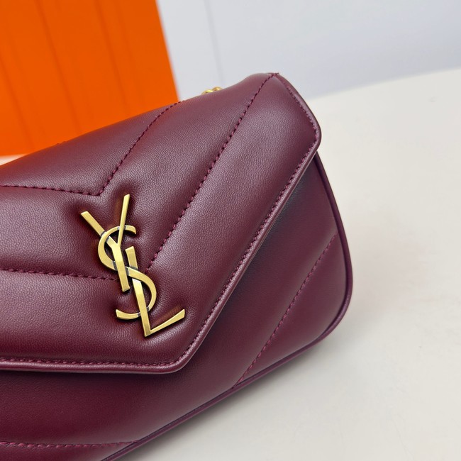 SAINT LAURENT LOULOU MINI IN LAMBSKIN 821749 ROUGE CABERNET