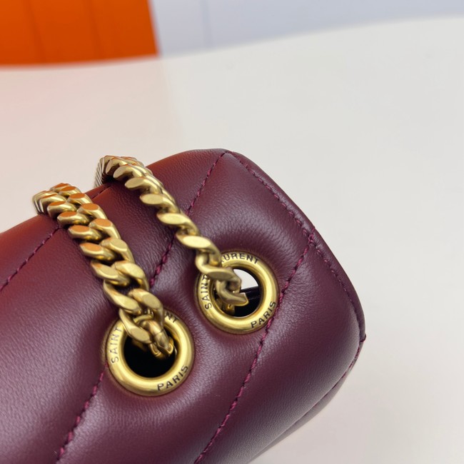 SAINT LAURENT LOULOU SMALL IN MATELASSE LAMBSKIN 801437 ROUGE CABERNET