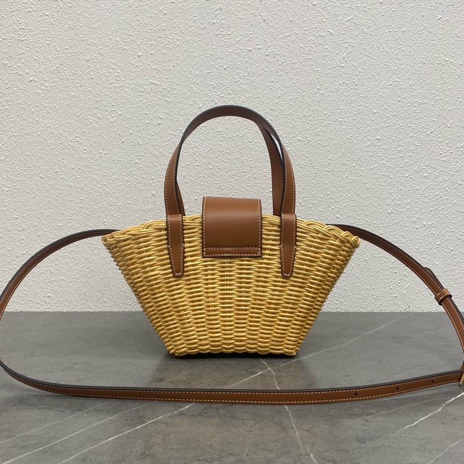 Celine TEEN COUFFIN IN WICKER AND NATURAL CALFSKIN 116572 NATURAL & TAN