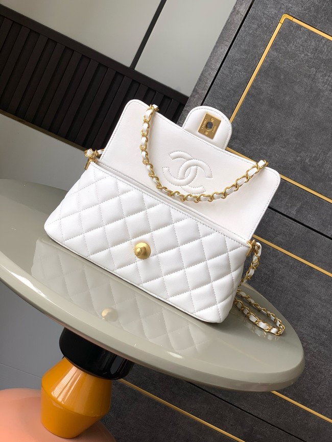 Chanel MINI FLAP BAG WITH TOP HANDLE AS5354 white