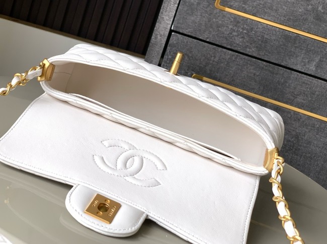 Chanel MINI FLAP BAG WITH TOP HANDLE AS5354 white