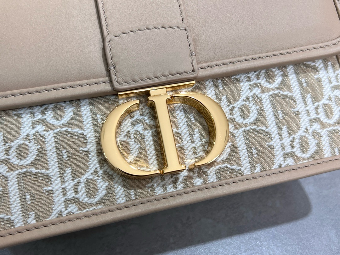 Dior Oblique Jacquard and Natural Smooth Calfskin 30 Montaigne East-West Bag with Chain M9334UDDS