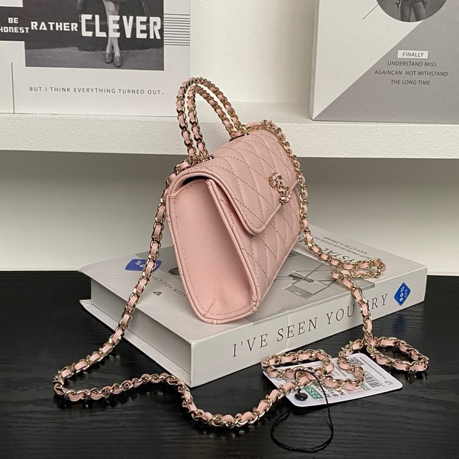 Chanel MINI FLAP BAG CLUTCH WITH CHAIN Gold-Tone Metal AP3238 pink
