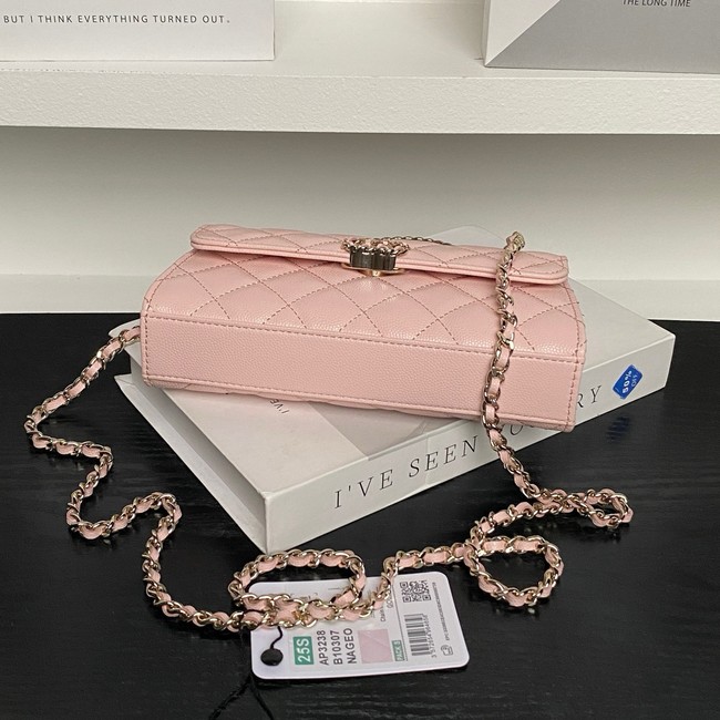 Chanel MINI FLAP BAG CLUTCH WITH CHAIN Gold-Tone Metal AP3238 pink