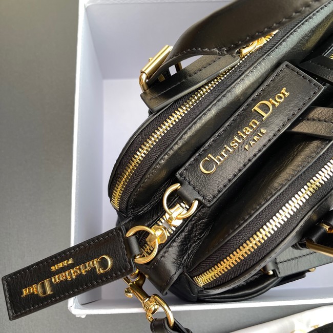 Dior Small Grand Tour Bowling Bag Black Crinkled Calfskin M6000UNQD