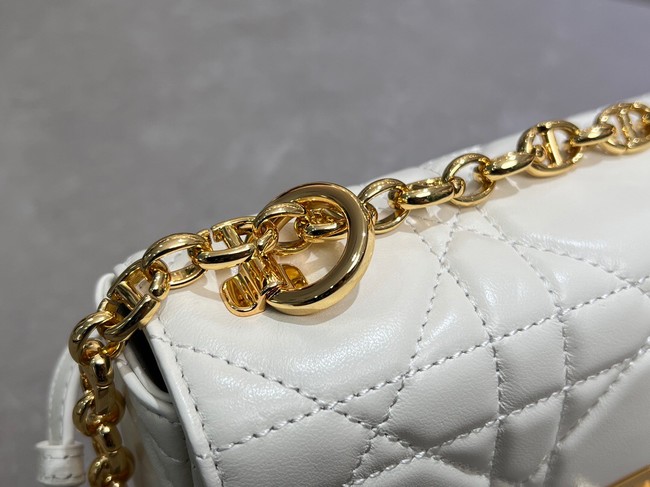 Small Soft Dior Caro Bag Macrocannage Lambskin M9252UHPA Latte