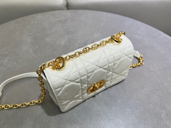 Small Soft Dior Caro Bag Macrocannage Lambskin M9252UHPA Latte