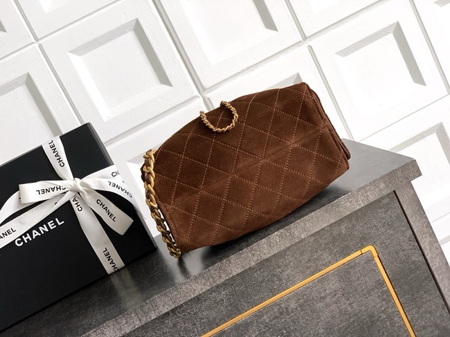 CHANEL 25 MINI HANDBAG Suede AS5631 dark brown