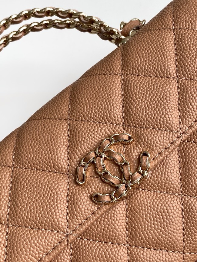 Chanel MINI FLAP BAG CLUTCH WITH CHAIN Gold-Tone Metal AP3238 brown