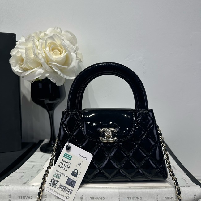 Chanel MINI SHOPPING BAG Patent leather AS4416 black