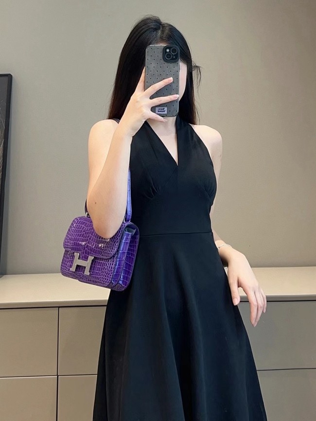 Hermes Constance Bag Nile crocodile leather 2701 Purple