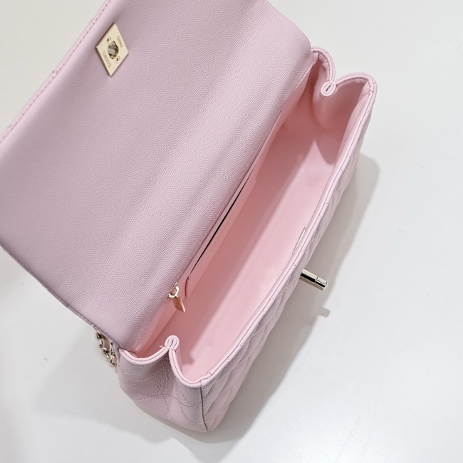 Chanel SMALL FLAP BAG CLUTCH WITH CHAIN Gold-Tone Metal AS5554 PINK