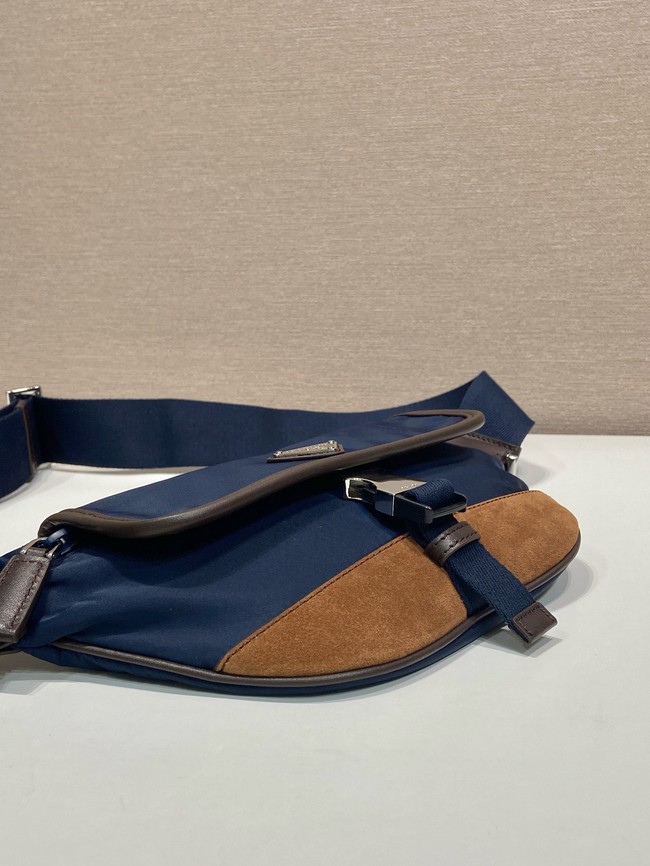 Prada Re-Nylon and suede belt bag 2VH176 blue