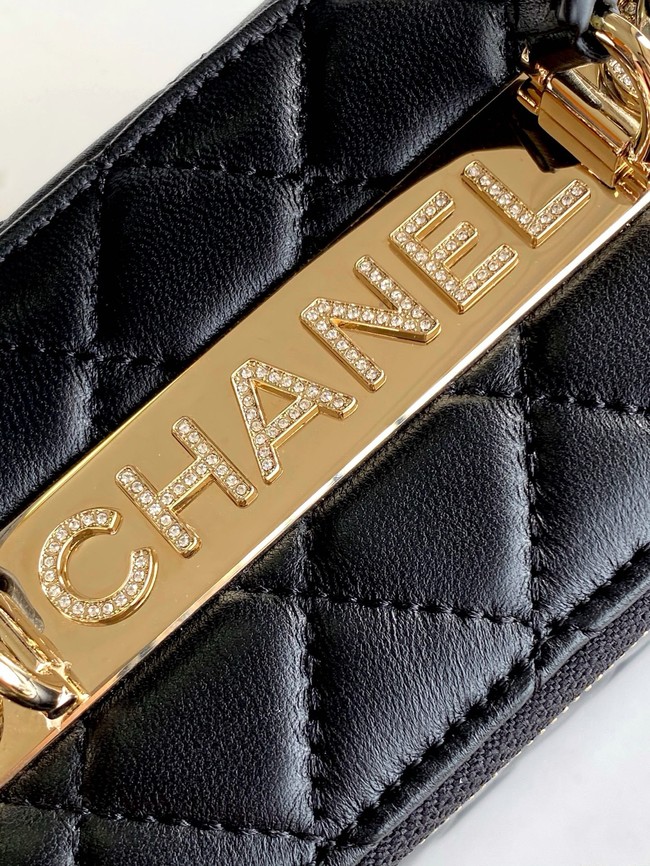 Chanel MINI FLAP BAG CLUTCH WITH CHAIN Gold-Tone Metal AP4325 BLACK