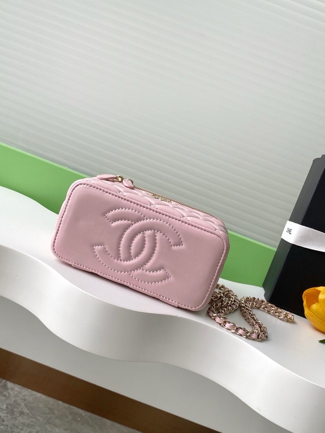 Chanel MINI FLAP BAG CLUTCH WITH CHAIN Gold-Tone Metal AP4325 PINK