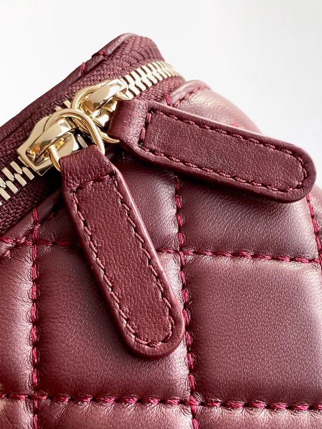 Chanel MINI FLAP BAG CLUTCH WITH CHAIN Gold-Tone Metal AP4325 burgundy