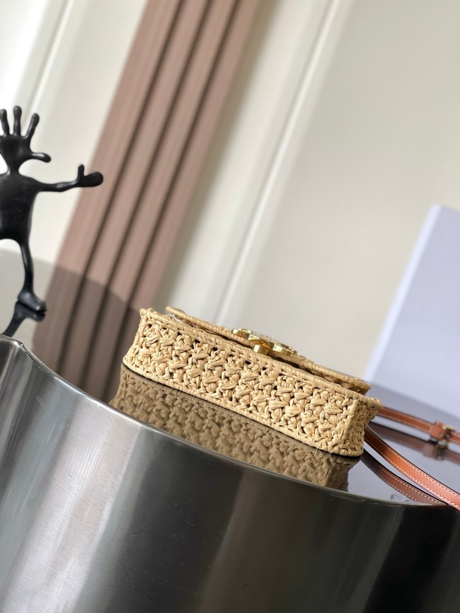 celine TEEN CELINE LOLA IN RAFFIA EFFECT TEXTILE 119533 NATURAL / TAN