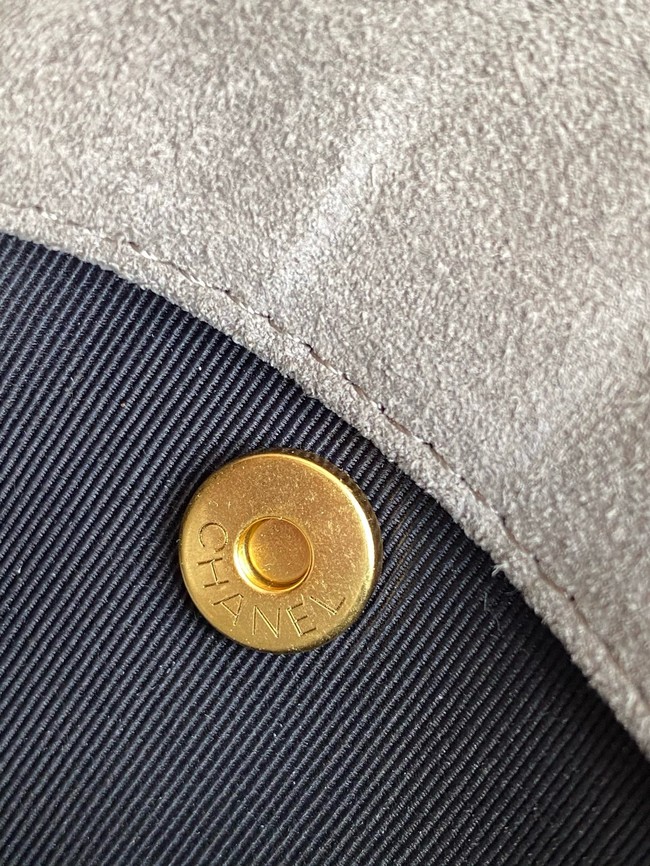 Chanel MINI TOTE BAG Suede Calfskin AS4742 black&gray