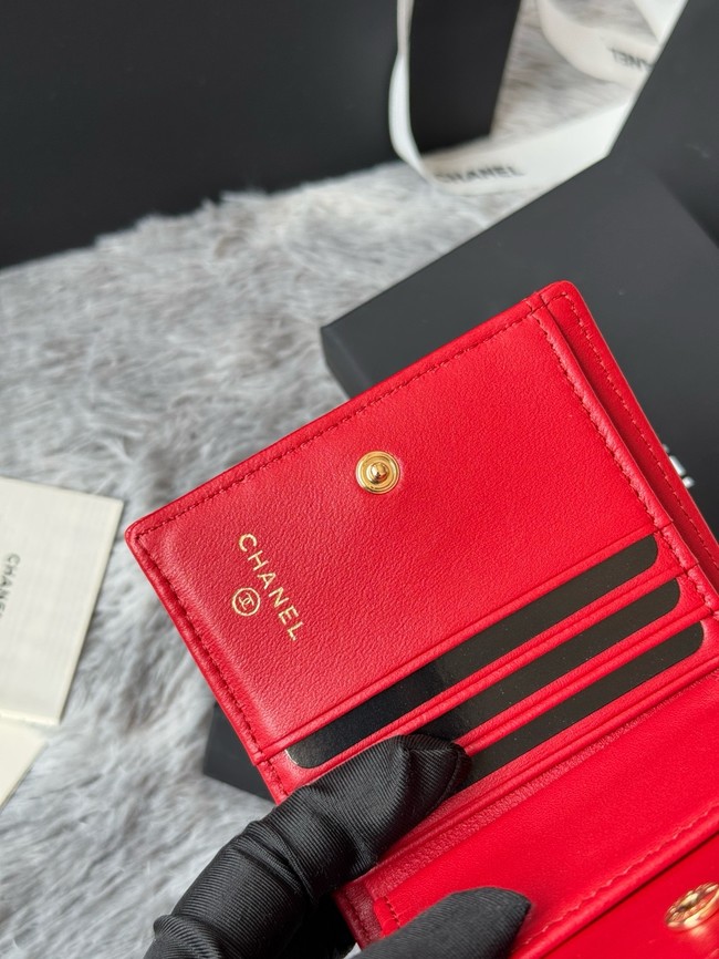 Chanel Leather Wallet A84058 red