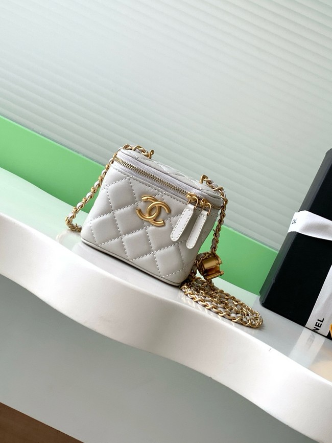 CHANEL Lambskin Small Vanity with Chain AP3941 Light Grey
