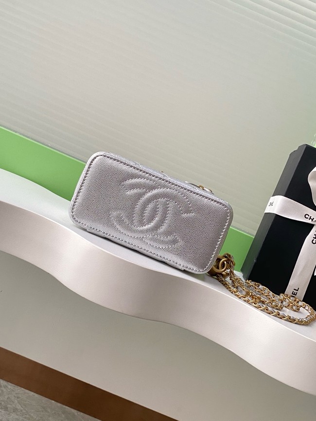 CHANEL MINI CLUTCH Grained Calfskin AP3940 Silvery
